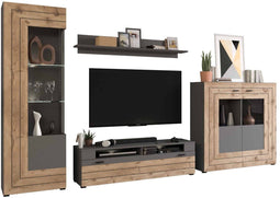 Furnilux Freno - Woonkamercombinatie - 350x40x195cm - Grijs Eiken