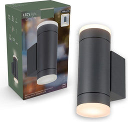 Led's Light AllWeather Dubbele Buitenlamp Quinton - Wandlamp - Up & Down lichteffect - Mat Antraciet - IP44 - 177 x 65 x 102 mm