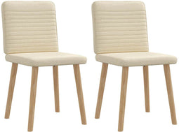 vidaXL - Eetkamerstoelen - 2 - st - stof - crèmekleurig