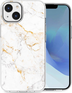 iMoshion Hoesje Geschikt voor iPhone 14 Hoesje Siliconen - iMoshion Design hoesje - Wit / White Marble