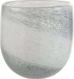 J-Line windlicht Denim - glas - wit/blauw - small