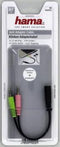 Hama Jack Adapter, 4 pins, 3.5mm jack socket naar 2 x 3.5mm jack plug