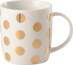 J-Line mok Rond - porselein - wit/goud - 4 stuks