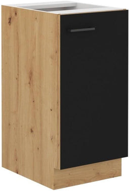 Onderkast - MODENA - 40 cm - 1 draaideur - Ambachtelijk eiken en mat zwart - CUISINIER