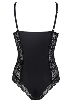 After Eden Lynn Basic Body Stocking - Gerecycled materiaal met kant - Zwart - Maat 80C