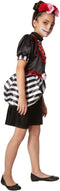 Dressforfun Skeletdame 104 - Verkleedkostuum Halloween - Korte jurk met skeletprint en bloemenriem (3-4j)