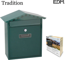 EDM Tradition - Wandbrievenbus - Staal - Groen (26 x 9 x 35,5 cm)