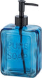 WENKO Zeepdispenser Pure Soap Glas blauw 550ml - Zeeppompje