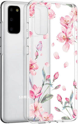 iMoshion Hoesje Geschikt voor Samsung Galaxy S20 Hoesje Siliconen - iMoshion Design hoesje - Roze / Transparant / Blossom Watercolor