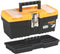 Perel Gereedschapskoffer, polypropyleen, met verwijderbare inlegbak, 2 organizers in het deksel, inklapbaar handvat en metalen sluiting, zwart/geel, 320 x 155 x 139 mm