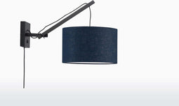 GOOD&MOJO Wandlamp Andes - Bamboe Zwart/Blauw - 50x32x45cm - Binnen Scandinavisch,Bohemian
