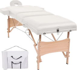 vidaXL - Massagetafel - inklapbaar - 3 - zones - 10 - cm - dik - wit