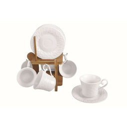 Set van koffiekopjes Home ESPRIT Wit Bamboe Porselein 200 ml