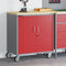 vidaXL - Gereedschapskast - op - Wielen - met - Vergrendeling - Rood - 75x45x85 - cm - Staal