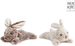 Take Me Home Pluche Konijn Liggend 22 Centimeter Zand/Off white 660545