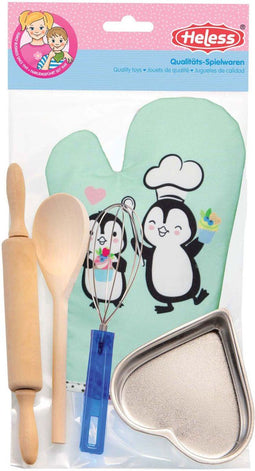 Heless Bakset met Accessoires - Hartvormig Bakblik Houten Gereedschap - Pinguin