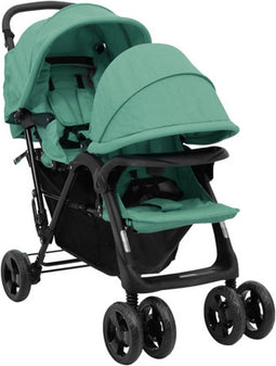 vidaXL - Tweelingkinderwagen - tandem - staal - groen