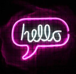 Retro Neon Verlichting – Hello – Roze/Wit