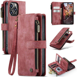 Caseme - Geschikt voor iPhone 14 Pro - Portemonnee hoes - Rood