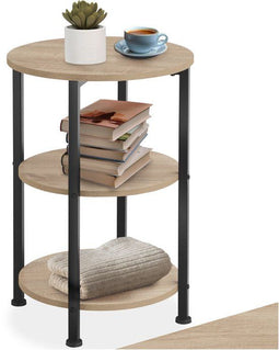 tectake® Colchester - Ronde Bijzettafel - 3 Niveaus - Ø 40 x 61 cm - Licht Sonoma Eiken