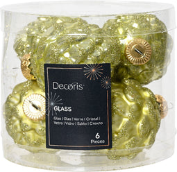 denappel glas d5h7 cm pstch ass 6st kerst