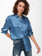 ONLY ONLJOJO BUTTON DNM SHIRT - Dames Blouse - Satijnen stof - Lange mouwen - Maat S