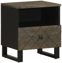 vidaXL - Nachtkastje - 40x33x46 - cm - massief - mangohout - zwart