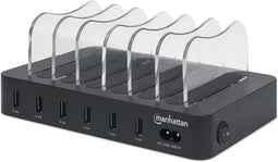 Manhattan 102254 - USB-laadstation 6x USB-A 50 W - Slimme IC-technologie - Zwart