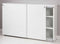 Akoestische schuifdeurkast breed 200CM diep 48CM hoogte 122CM bladkleur Robson Eiken framekleur Licht grijs (Ral 7035)