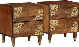 vidaXL - Nachtkastjes - 2 - stuks - 40x33,5x46 - cm - Massief - Mango - Hout