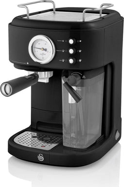 Swan One-Touch Retro Espressomachine - Zwart - 1100 Watt