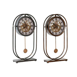 Bordsklocka Home ESPRIT Zwart Gouden Vintage (2 Stuks)