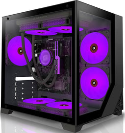 KEDIERS C770 - Mini Mid-Tower Gaming Case - 7 ARGB Fans - 2 Tempered Glass Panels