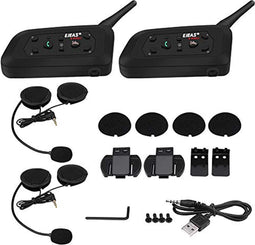 Keenso Motorradhelm Gegensprechanlage Set, 2 Set V6 Pro 1200M Motorrad Helm Bluetooth Intercom Headset