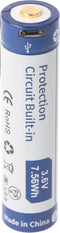 Keeppower 16650 - 2100mAh, Li-Ion 3.7V - 3.6V - PCB beschermd met USB-oplaadoptie P1621U