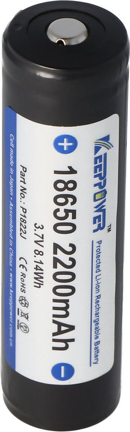 Keeppower 18650 - 2200 mAh, 3,7 V Li-ionbatterij beschermd