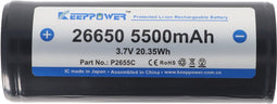 Keeppower 26650 Li-Ion batterij 5500 mAh, 3,6 V - 3,7 V 69,9 x 26,5 mm PCB-beschermd