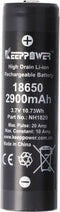 Keeppower IMR18650 batterij 2900 mAh, 3,7 V Li-ion batterij 10A knop Top