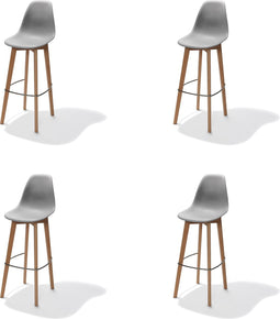 Keeve Stapelbare barkruk grijs, berkenhouten frame en kunststof zitting - SET VAN 4