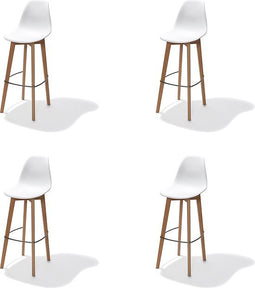 Keeve Stapelbare barkruk wit, berkenhouten frame en kunststof zitting - SET VAN 4