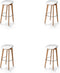 Keeve Stapelbare barkruk wit low, berkenhouten frame en kunststof zitting - SET VAN 4