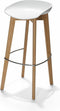 Keeve Stapelbare barkruk wit low, berkenhouten frame en kunststof zitting - SET VAN 4
