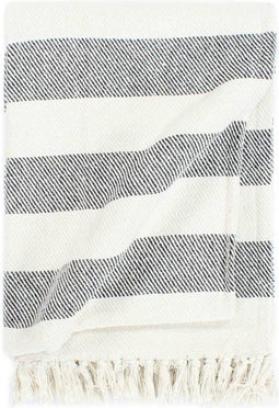 vidaXL - Plaid - streep - 220x250 - cm - katoen - antraciet