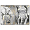 Schilderij DKD Home Decor Wit Zwart Grijs Gouden Olifant Koloniaal 100 x 4 x 140 cm (2 Stuks)