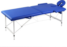 vidaXL - Massagetafel - met - 2 - zones - inklapbaar - aluminum - frame - blauw