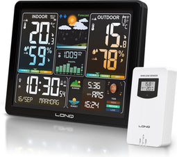 LONQ Q5 - Draadloos Weerstation - 16 functies - Incl. DCF klok (1 stuk)