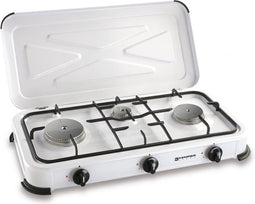 Kemper - Gaskooktoestel MET 3 RVS branders - Wit en Zwart