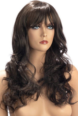 World Wigs Zara - Pruik - Lang Bruin met Krullen en Pony