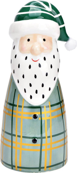 Keramiek kerstman groen, goud- 22 cm hoog - Wurm