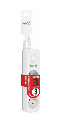 Kerg M02380 3 protective contact sockets - 3.0 m power strip with 3 x 1.5 mm2 cables, 16 A